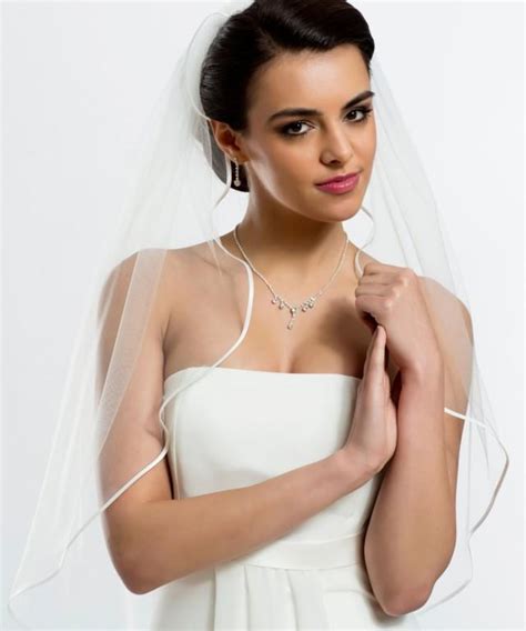 Bella Ivory Satin Edge Wedding Veil Tulle Bridal Veil 2457925 Weddbook