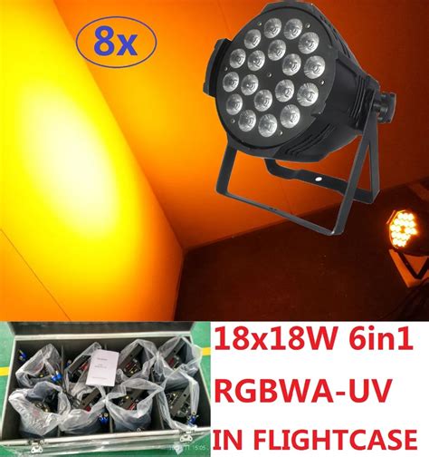 Best Quality 8xLot Led Par Lights 18x18W 6in1 RGBWA UV Par Can Led