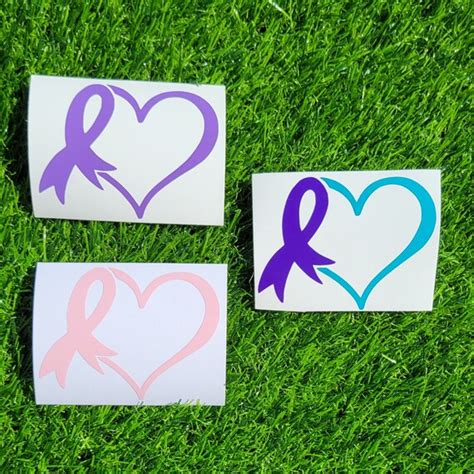 Awareness Ribbon With Heart Vinyl Decal Customize - Etsy