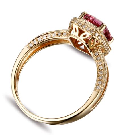 Luxurious Carat Ruby And Diamond Halo Engagement Ring In Yellow