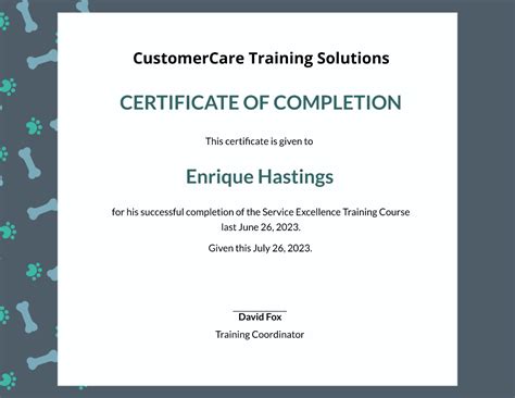 Free Service Training Certificate Template Edit Online And Download