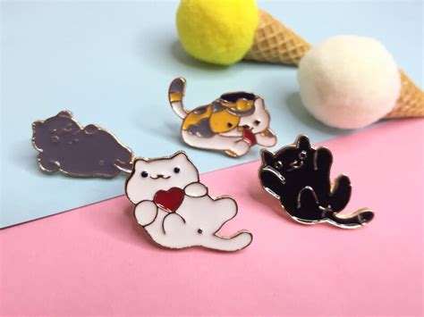 Cute Cat Pin Enamel Pin Cat Cat T Enamel Pins Enamel Pin Etsy Uk