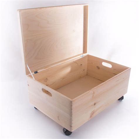 Extra Large Wooden Storage Box With Lid And Handles / Toy Chest Trunk On Wheels | eBay Storage ...