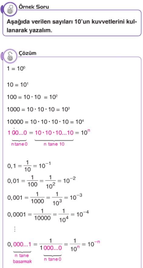 Çok Büyük ve Çok Küçük Sayılar 8 Sınıf konu anlatımı test soruları
