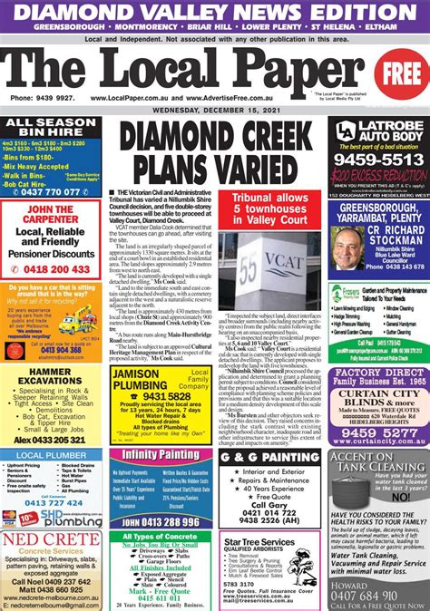 The Local Paper Diamond Valley News Edition Wed Dec 15 2021 By