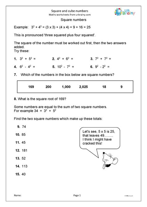 Square and cube numbers - Multiplication by URBrainy.com