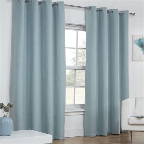 Textured Woven Plain Thermal Blackout Linen Look Eyelet Grommet Window