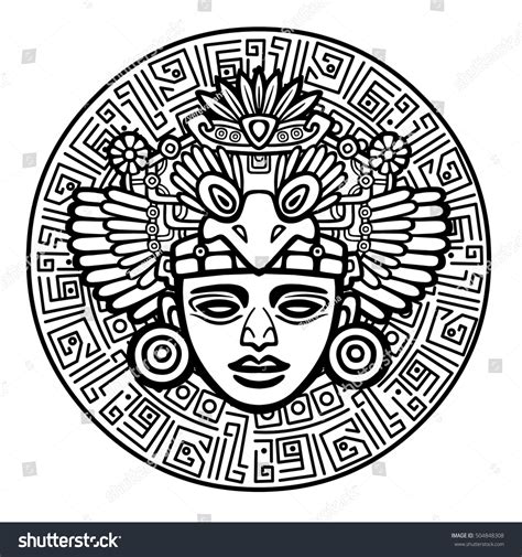 Linear Drawing Decorative Image Ancient Indian Stock Vector (Royalty ...