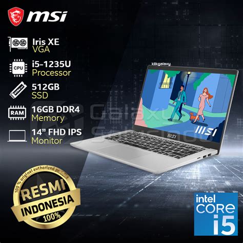 Jual MSI MODERN 14 C12MO 851ID Core I5 1235U 512GB SSD 16GB RAM INTEL