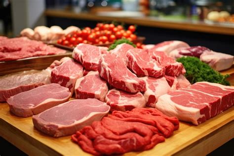 Premium Photo Fresh Quality Meat Showcased At A Butchers Shop