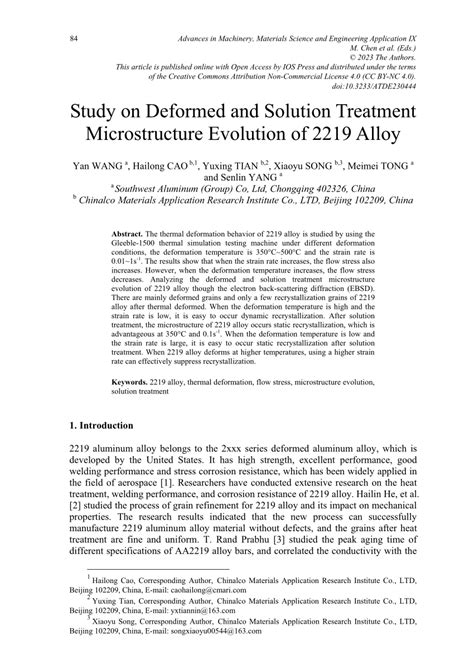 Pdf Study On Deformed And Solution Treatment Microstructure Evolution