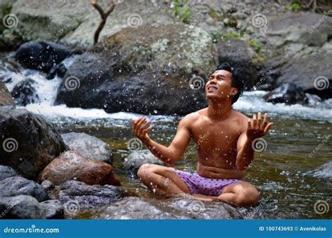 Morning Bath In The River Indonesia Stock Image Image Of Naked