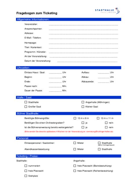 Ausf Llbar Online Fragebogen Zum Ticketing Fax Email Drucken Pdffiller