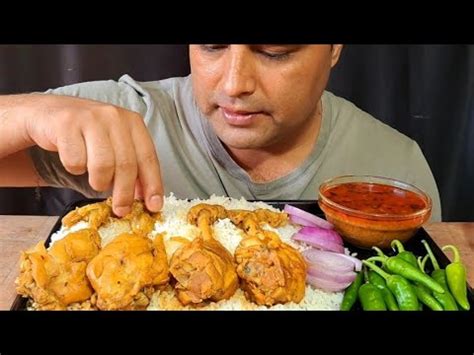 ASMR EATING CHICKEN LEGPIECE CURRY WITH WHITE RICE CHICKEN CURRY EATING