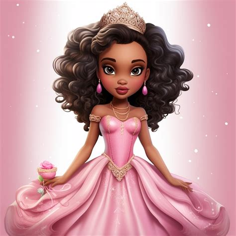 Princesa Da Disney Um Vestido Cor De Rosa E Tiable Segurando Uma