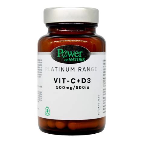 Power Of Nature Platinum Range Vit C 500 Mg D3 500 IU 50 Capsules