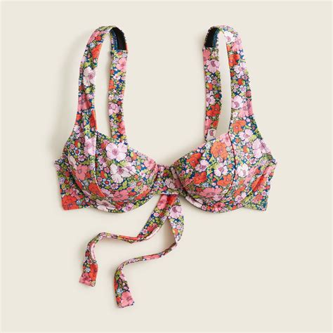 J Crew Cross Back Underwire Bikini Top In Liberty Meadow Song Fabric