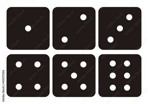 Dice Black Silhouette Set Of Icons Traditional Dice With Six Faces