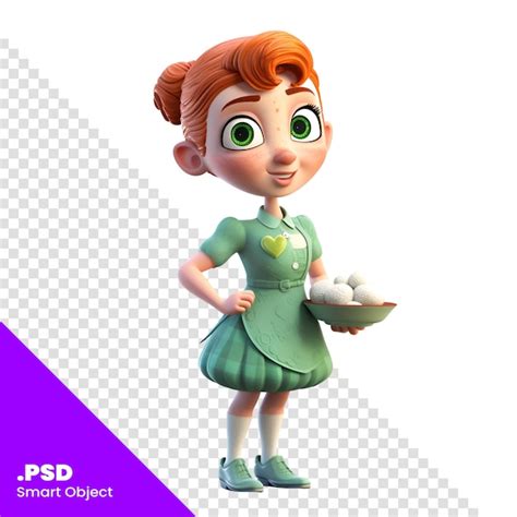 Rendu Numérique 3d D une Mignonne Petite Fille Avec Une Assiette De