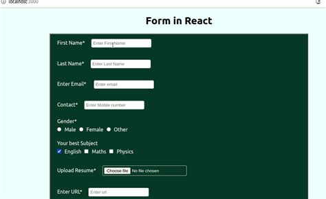 Create A Form Using Reactjs Geeksforgeeks