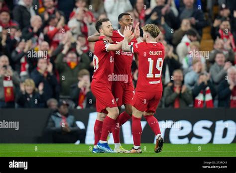 Liverpool UK 26th Oct 2023 Diogo Jota 20 Of Liverpool Celebrates