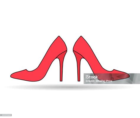 High Heel Pair Shadow Icon Shoe Fashion Style Sign Elegant Woman Symbol Vector Illustration