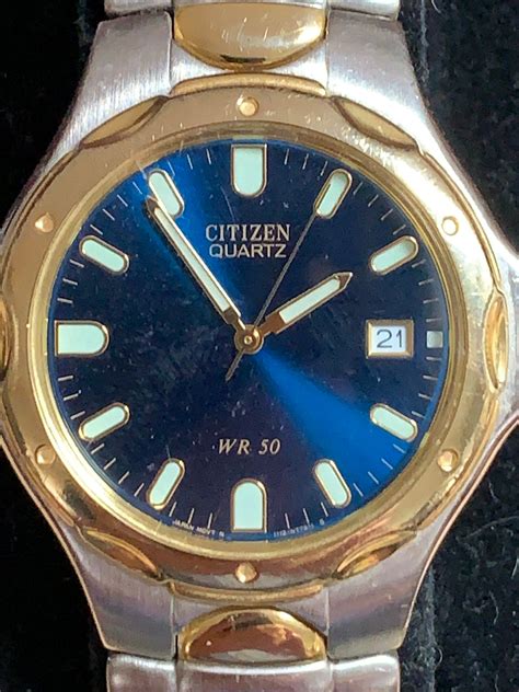 Gents Citizen Wr50 Quartz Two Tone Wrist Watch Silver And Gold Etsy