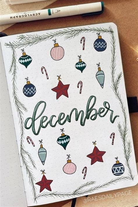 20+ Festive Christmas Bullet Journal Cover Page Ideas