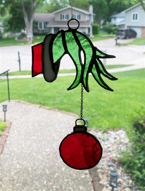 The Grinch Ornament Stained Glass Tree Ornament Etsy