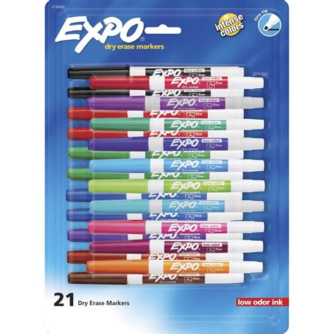 Expo Low-Odor Dry Erase Fine Tip Markers (2138429) [Assorted Colors, 21 ...