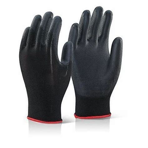 Plain Black Pu Coated Safety Gloves Inches At Rs Pair In