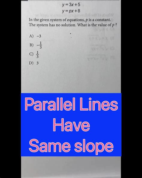 Parallel Lines Have Same Slope Sat Math Prep