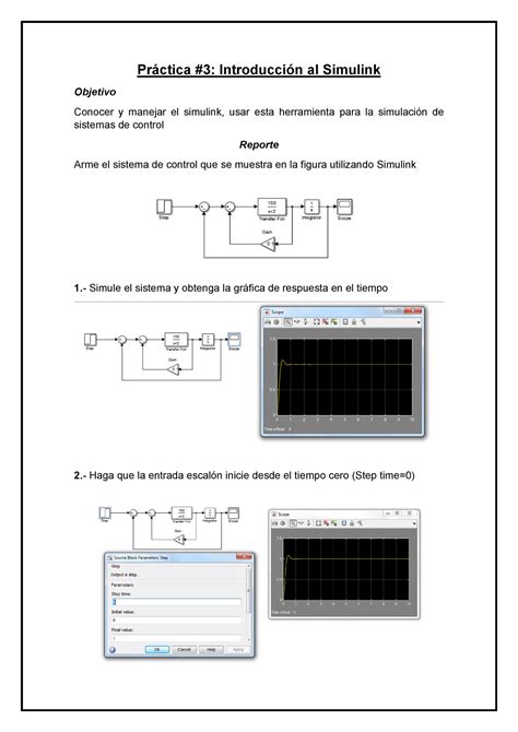 Pr Ctica Ingenier A De Control Introducci N Al Simulink