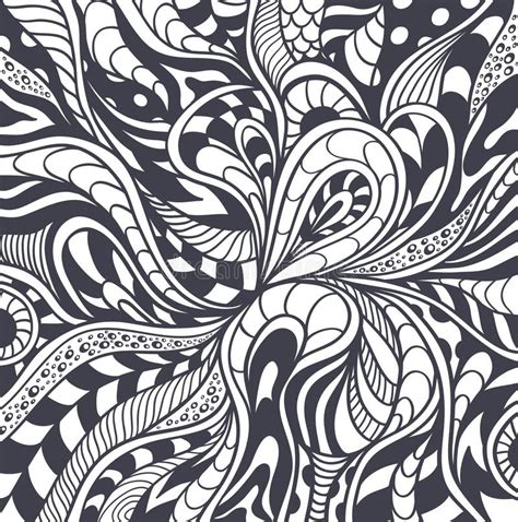 Abstract Background In Zen Tangle Zen Doodle Style Black On White Stock