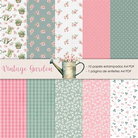 KIT ESTAMPAS DIGITAIS VINTAGE GARDEN