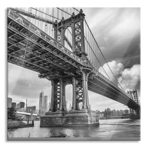 Ebern Designs Glasbild Manhattan Brücke New York Wayfair de