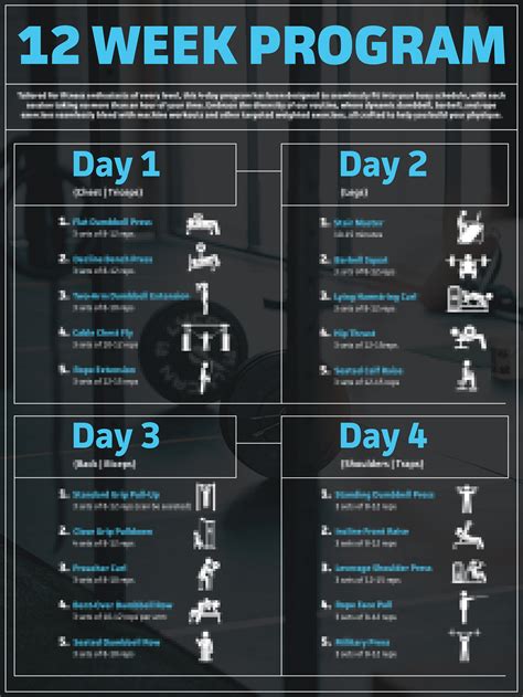 12 Week Program Workout Routine Home Gym Workouts Weekly Planner