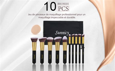 Kit De Pinceau Maquillage Professionnel 10 Pcs Ombre à Paupière Doré