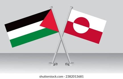 Crossed Flags Palestine Greenland Official Colors Stock Vector Royalty