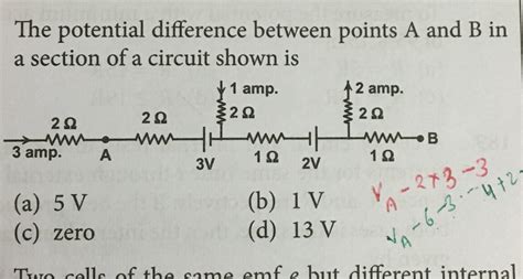 In The Circuit Shown The Potential Difference Between A And B Is