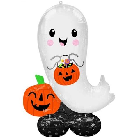 Ballon en aluminium sur pied géant fantôme d Halloween AirLoonz 1 3m