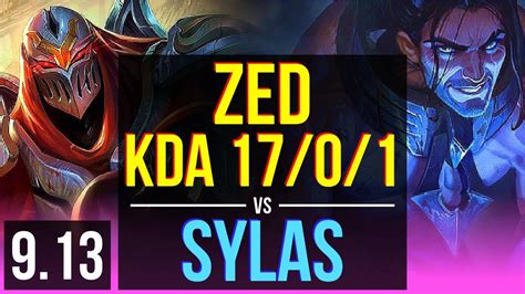 ZED Vs SYLAS MID KDA 17 0 1 3 Early Solo Kills 74 Winrate