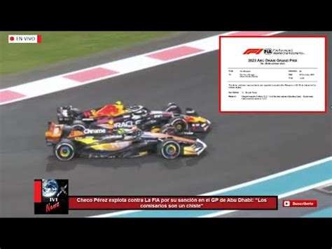 Checo P Rez Explota Contra La Fia Por Sanci N En El Gp De Abu Dhabi