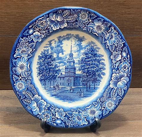 Staffordshire Liberty Blue Independence Plate Blue And White Etsy