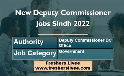 New Deputy Commissioner Jobs Sindh 2022 Join Govt Jobs In Sindh