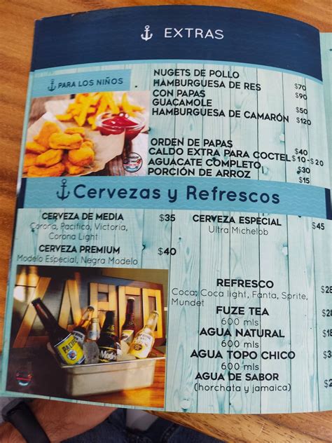 Carta Del Restaurante Mariscos El Zarco Zapopan