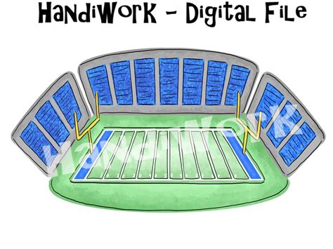 Watercolor Football Field With Blue Fans And End Zone Png File Royal