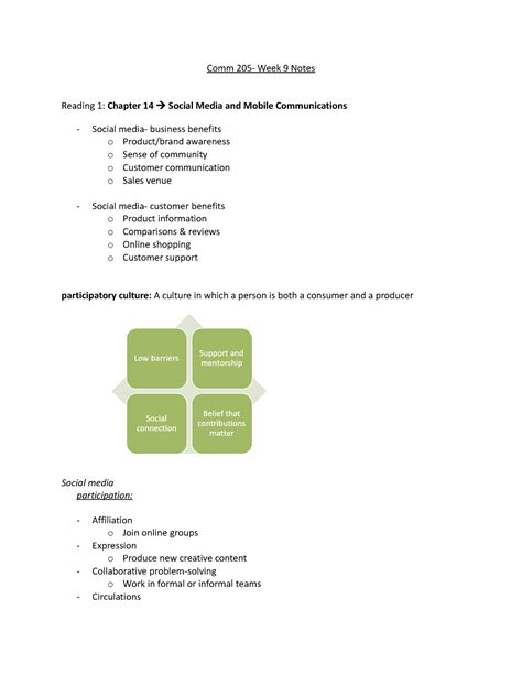 Comm 205 Week 9 Notes Comm 205 Week 9 Notes Reading 1 Chapter 14