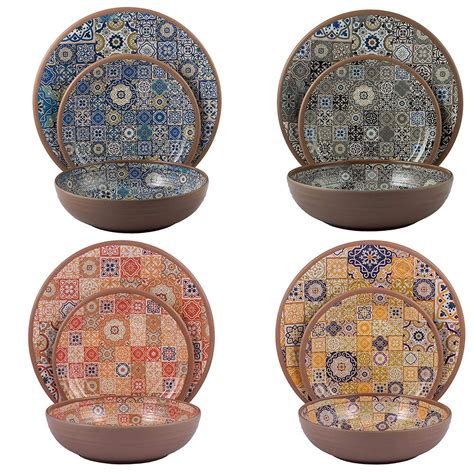 Melange 36-Piece Melamine Dinnerware Set (Moroccan Tiles) | Shatter ...