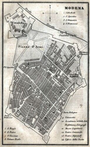 Pianta Di Modena Carta Topografica Artaria Stampa Antica
